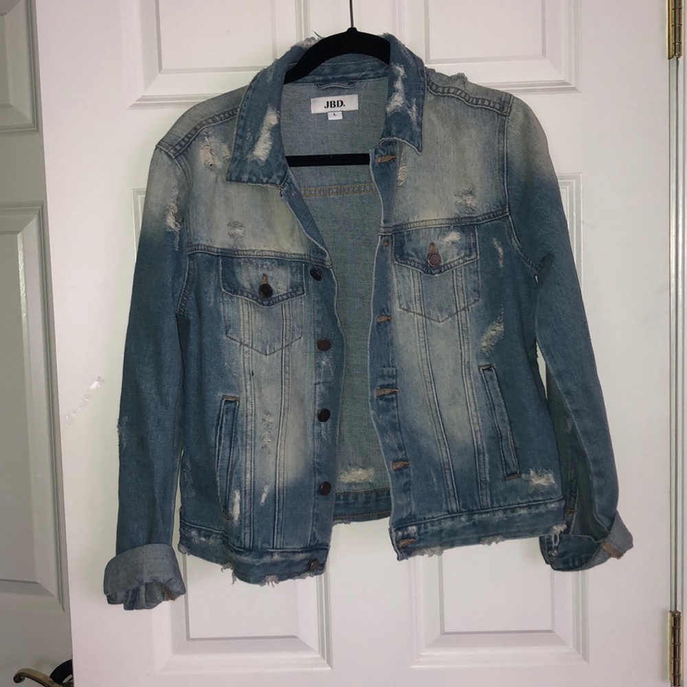 Distressed jean jacket